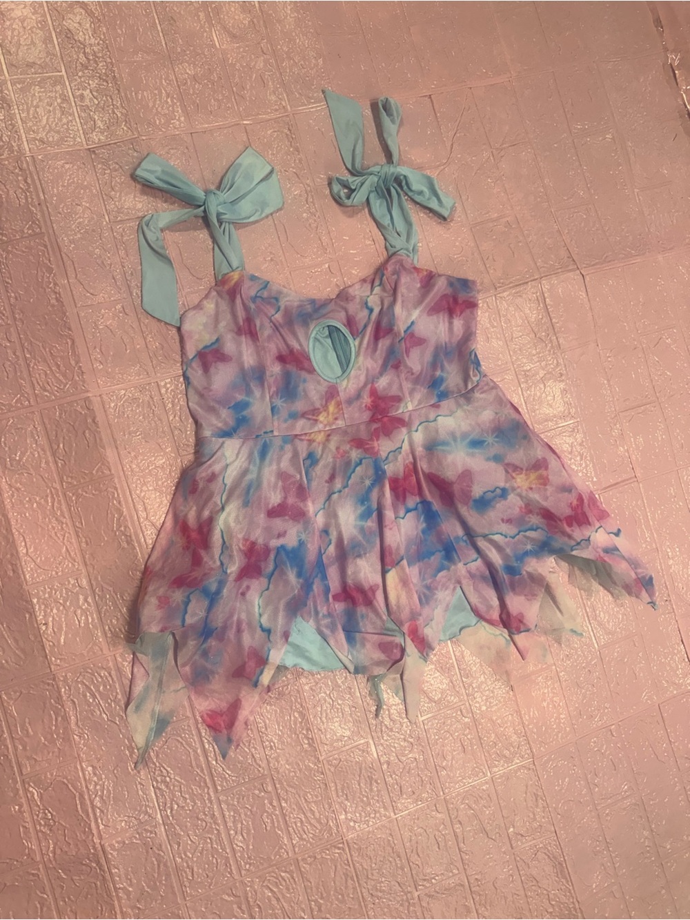New 1x butterfly pastel mini dress fairly core festival rave raver boho spring